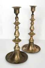 Pair Vintage Tapered Solid Brass Candlestick Holders 10