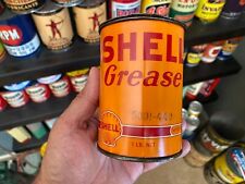 VINTAGE~ SHELL OIL~ 1-POUND GREASE CAN MOTOR CUP GREASE CAN~ PARTIALLY FULL  picture