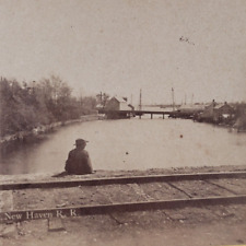 Harbor Point Stamford Connecticut Stereoview c1870 New Haven Railroad CT B1341 picture