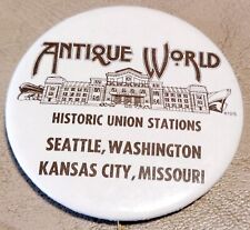 Vintage Antique World Pinback Button Seattle WA Kansas City MO picture