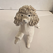Vintage White Spaghetti French Poodle Figurine With Front Paw Up picture