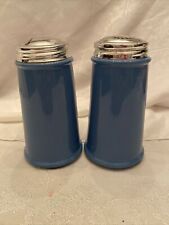 Vintage HIMARK 2 Large Blue Country Ceramic 5” Tall Salt & Pepper Shakers Set picture