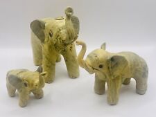 Set of 3 Oyster Shell Elephant Figurines Made in the Phillipines picture