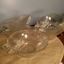 Vintage Clear Depression Glass 2 Handled Dessert/Salad Bowls, Set Of 5 picture