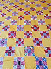 Bright & Cheery vintage Feed Sack patchwork quilt top 68x84