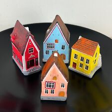 Old Tallinn Estonia Handmade Ceramic Miniature Village Houses Buildings Set of 4 picture