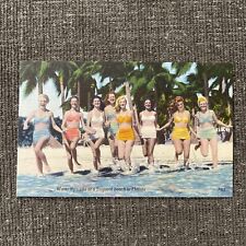 Linen Postcard FL~BIKINI GIRLS/WATER NYMPHS AT A TROPICAL BEACH IN FLORIDA~MIAMI picture