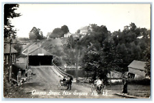 c1940's Covered Bridge Horse Wagon Sandy River New Sharon ME RPPC Photo Postcard picture