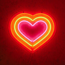 LED Triple Heart Neon Sign Light Dimmable Birthday Wedding Party Wall Hanging picture