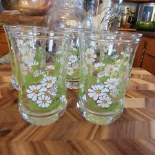 5 VINTAGE ANCHOR HOCKING White Daisies Juice Glasses picture