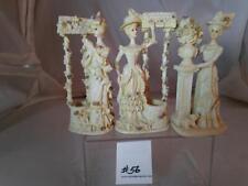 3 Antique VINTAGE Southern Bell Ladies Sunday Dresses Figurine Circa 1900s picture