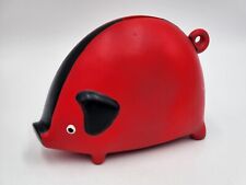 Vintage Ceramaster Red and Black Piggy Coin Bank Ceramic Art Deco w/Stopper picture