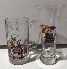 2- Vintage Budweiser Spuds Makenzie 1987 Beer Mug & Glass Bud Light Collectible picture