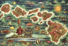 Dole Map of the Hawaiian Islands, Hawaii, Oahu, Maui, etc. -  State Map Postcard picture