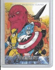 2012 UD Avengers Assemble 1/1 sketch card Boo Captain America Wolverine picture