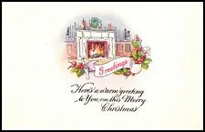C.1920s Merry Christmas Greetings Fireplace Scene Unused Postcard 539 picture