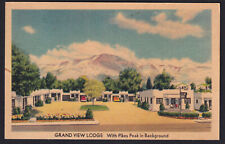 Colorado Springs-CO-Grand View Lodge-Motel-Pikes Peak-Vintage Linen Postcard picture