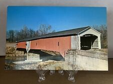 Postcard Parke County Indiana West Union Covered Bridge Sugar Creek Vintage UNP picture