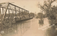 Postcard Beatrice, NE: People on Bridge Looking at High Water, Flood, 1911, RPPC picture