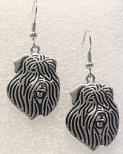 Bouvier des Flanders Dog Uncropped Antique Silver Alloy Hook Earrings Jewelry picture