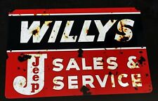 Nostalgic Willys Jeep Sales & Service Aluminum Tin Metal Sign 12x18 Large Size picture