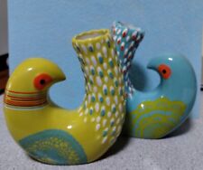 Unique Pair of Zoe Ingram 2014 Mid-century look Bright Bird Bud Vases picture