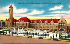 Postcard Union Station, St. Louis, Missouri, Showing Plaza And Fountains MO picture