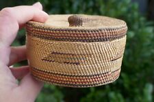 Antique NUU-CHAH-NULTH (Nootka) Native Hand Woven Basket With Lid picture