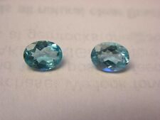 Apatite gemstone pair bright neon Paraiba blue faceted 8x6 oval 1.25 ct each picture