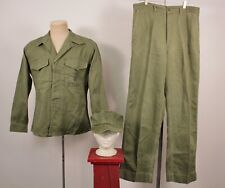 Men's VTG 1950s 1960s USMC Korean War HBT Shirt Pants & Hat Set 50s 60s Cotton picture