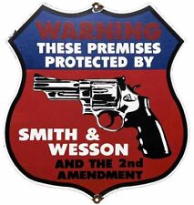 VINTAGE SMITH & WESSOM PORCELAIN SIGN FIREARM PISTON GUN GAS OIL COLT SIG SAUER picture