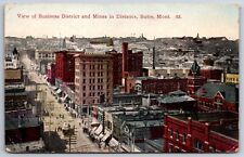 Butte Montana~Birdseye Business~Mines? in Background~Drugstore~Power Poles 1910 picture