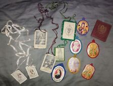 Lot of 12 Vintage/Antique Catholic Scapulars and Passionate Memento Booklet picture