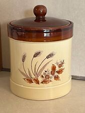 Vintage Large Stoneware Canister Wheat Pattern Made in Japan picture