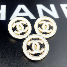 10 CHANEL BUTTONS GOLD WHITE CC LOGO METAL 20MM VINTAGE picture