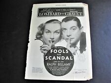 Fools for Scandal-1938 film-Stars:Carole Lombard, F.Gravet -Page Movie Ad.       picture