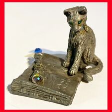 1994 Sunglo Designs Denicolo Pewter SORCERESS CAT w/ Book of Spells & Wand WITCH picture