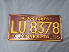 1955 Minnesota License Plate Yellow & Maroon  ‘55 MN  picture