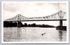 La Crosse WI~Cass St Bridge~3 Swimmers In Mississippi River~Real Photo PC~RPPC picture