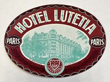 Antique Vtg 1920s Luggage Label Hotel Lutetia Paris France Original picture