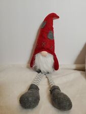 Shelf Sitting Weighted Christmas Faceless Sitting Gnome NWT Gray And Red (A1) picture