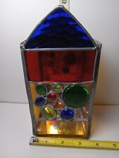 Vintage Stained Glass Candle Holder Votive Beaded Jewel Mirror 7