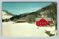 New London NH-New Hampshire, Snow Covered Scene, Barn, Vintage Postcard picture