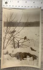 Disturbing 1916 Press Photo Post Mortem Dead Austrian Soldier in Snow WWI Birds picture