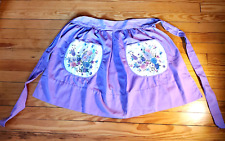 Vintage Half Apron Cotton with Tie Back and Decorative Floral Pockets picture