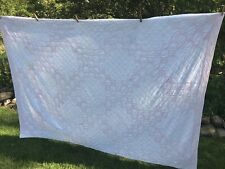 VTG Quilt Pink White Handmade Hand Stitched Clean 68” X 94” Cotton Quilt LOVELY picture