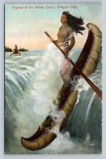 J96/ Native American Indian Postcard c1910 Legend Niagara Falls Canoe 100 picture