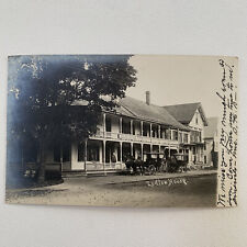 Antique RPPC Real Photograph Postcard Horse Drawn Wagons Ludlow House Ludlow, VT picture