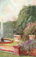 Vintage Postcard 1912 Color Picture of Flower Garden and Fountain picture