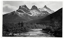 BANFF AB -Three Sisters Mountains Real Photo Postcard RPPC - 1920's Canada picture